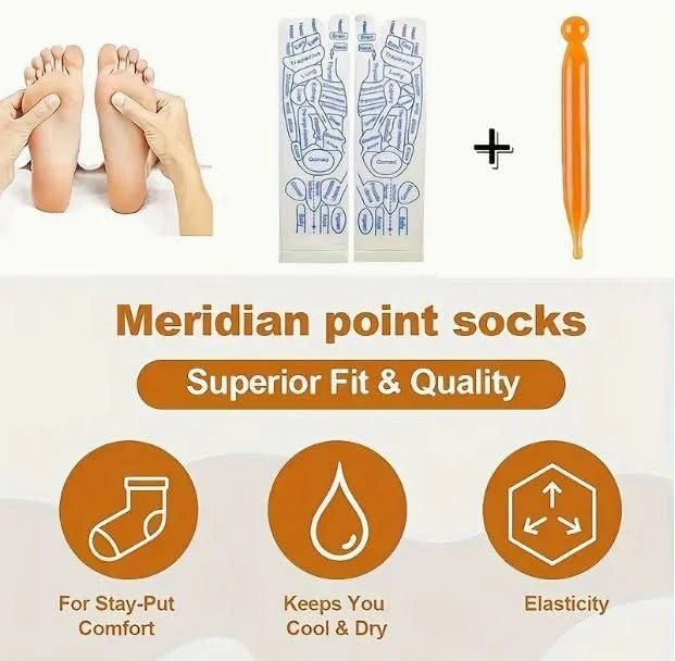 Finaxo Modern Acupressure Reflexology Socks With Massage Stick For Women And Men, Printed Reflexology Chart of Both Sole, Physiotherapy Socks With Massage Tools Foot Acupressure Point Socks